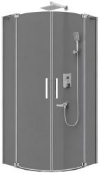 Душевой уголок Cezares SLIDER-R-2-90/100-GRIGIO-Cr 90x90, стекло графит, профиль хром