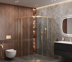 Душевой уголок Cezares MOLVENO-R-11-90+20-C-BORO-IV 110x110, профиль золото