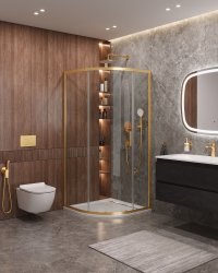 Душевой уголок Cezares MOLVENO-R-1-90-C-BORO-IV 90x90, профиль золото