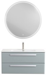 Тумба с раковиной Cezares Eco-cer-n 00-00021084 101x51 подвесная, серо-голубая матовая
