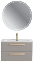 Тумба с раковиной Cezares Eco-cer-n 00-00021385 81x51 подвесная, серо-бежевая матовая