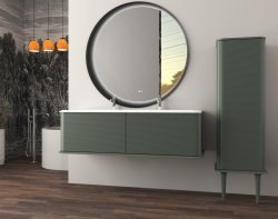 Тумба с раковиной Cezares Idra 00-00018417 144x44 подвесная, зеленая матовая