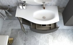 Тумба с раковиной Cezares Vague 00-00012779 104x56 подвесная, серо-коричневая матовая