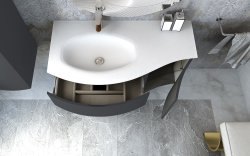 Тумба с раковиной Cezares Vague 00-00012786 104x56 подвесная, антрацит