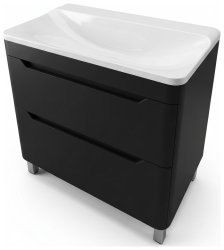 Тумба с раковиной Uperwood Ocean KOceanF80b2 80x45 напольная, черная, 2 ящика
