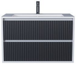 Тумба под раковину Uperwood Next Premium 3930205155 80x45 подвесная, белая/графит, 2 ящика
