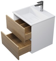 Тумба под раковину Uperwood Barsa 2937205250 50x45 подвесная, белая/дуб сонома