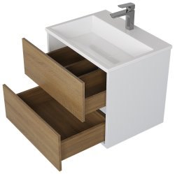 Тумба под раковину Uperwood Barsa 2930205256 60x45 подвесная, белая/дуб сонома