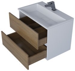Тумба под раковину Uperwood Barsa 2930205156 70x45 подвесная, белая/дуб сонома