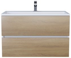 Тумба под раковину Uperwood Barsa 293020532 80x45 подвесная, белая/дуб сонома