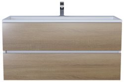 Тумба под раковину Uperwood Barsa 293020533 100x45 подвесная, белая/дуб сонома