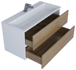 Тумба под раковину Uperwood Barsa 293020533 100x45 подвесная, белая/дуб сонома