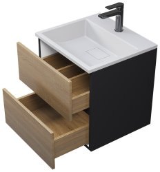 Тумба под раковину Uperwood Barsa 2937205252 50x45 подвесная, черная/дуб сонома