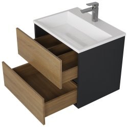 Тумба под раковину Uperwood Barsa 2930205257 60x45 подвесная, черная/дуб сонома