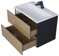 Тумба под раковину Uperwood Barsa 2930205157 70x45 подвесная, черная/дуб сонома