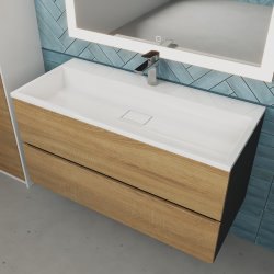 Тумба под раковину Uperwood Barsa 293020540 100x45 подвесная, черная/дуб сонома