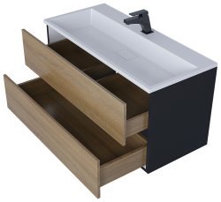 Тумба под раковину Uperwood Barsa 293020540 100x45 подвесная, черная/дуб сонома