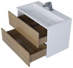 Тумба с раковиной Uperwood Barsa 293020534 80x45, раковина белая подвесная тумба белая/дуб сонома