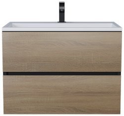 Тумба с раковиной Uperwood Barsa 293020547 70x45, раковина белая подвесная тумба черная/дуб сонома