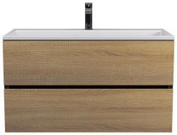 Тумба с раковиной Uperwood Barsa 29830205649 90x45, раковина белая подвесная тумба черная/дуб сонома