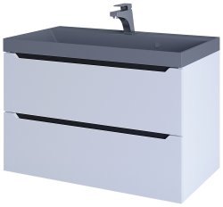 Тумба с раковиной Uperwood Tanos-Classic Quartz 3930421702 80x45, белая графит/бетон