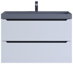 Тумба с раковиной Uperwood Tanos-Classic Quartz 3930421702 80x45, белая графит/бетон