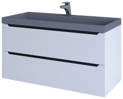 Тумба с раковиной Uperwood Tanos-Classic Quartz 3930421703 100x45, белая графит/бетон