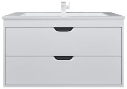 Тумба с раковиной Uperwood Modul 393020562 100x45 подвесная, матовая, белая/графит