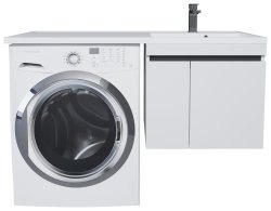 Тумба под стиральную машину с раковиной Uperwood Magenta 52930205151 120x50 подвесная, белая/графит, с дверцами, правая