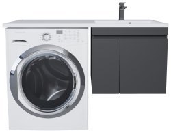 Тумба под стиральную машину с раковиной Uperwood Magenta 52930205152 120x50 подвесная, черная, с дверцами, правая