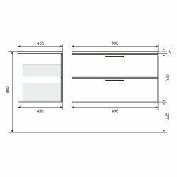 Тумба с раковиной Uperwood Foster New KFosterNEW90g 90x45 подвесная, серый графит