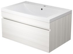 Тумба с раковиной Uperwood Eva 3930313470 75x47 подвесная, Дуб Харбор Белый, выдвижной ящик