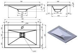 Раковина Uperwood Geo RGeo70g 70x45, графитовая, серый