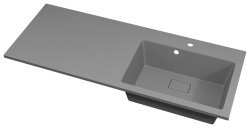 Раковина Uperwood Cosmos Quartz RCosmos120RS 120x48, серая матовая, серый шелк