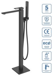 Напольный смеситель для ванны BelBagno LUCE LUC-FMT-NERO, черный матовый