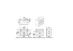 Тумба с раковиной VitrA Root Groove 69438 76x45 подвесная, матовый серый