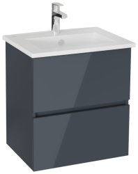 Тумба с раковиной VitrA Mia Plus Square 69729 60x46 подвесная, антрацит глянец