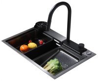 Кухонная мойка ABBER Wasser kreis AF2194B 68x46 стальная, черный матовый