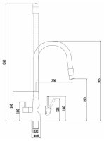 Смеситель для кухни ESKO Kitchen CL03GMB с подключением фильтра и гибким изливом, черный,оружейная сталь