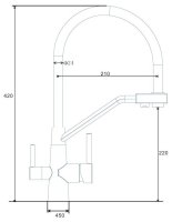 Смеситель для кухни ESKO Kitchen K25SB с подключением фильтра и гибким изливом, черный,сатин