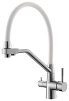 Смеситель для кухни ESKO Kitchen K25SW с подключением фильтра и гибким изливом, белый,сатин