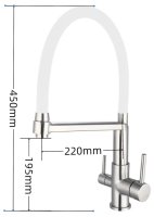 Смеситель для кухни ESKO Kitchen K26SW с подключением фильтра и гибким изливом, белый,сатин