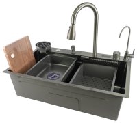 Кухонная мойка Fmark FSC002Q 75x46 стальная, графит