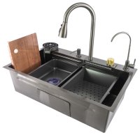 Кухонная мойка Fmark FSC003Q 75x46 стальная, графит