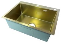 Кухонная мойка Fmark FSC6045C 60x45 стальная, матовое золото