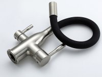 Смеситель для кухни FRAP F4396-5 с подключением фильтра и гибким изливом, сатин