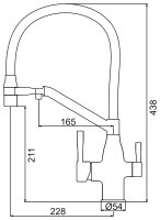 Смеситель для кухни FRAP F4397-5 с подключением фильтра и гибким изливом, сатин