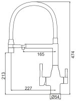 Смеситель для кухни FRAP F4398-9 с подключением фильтра и гибким изливом, оружейная сталь