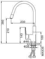 Смеситель для кухни FRAP H53 F4453-04 с гибким изливом, черный