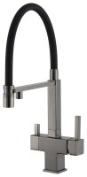 Смеситель для кухни GAPPO G4395-59 с подключением фильтра и гибким изливом, оружейная сталь